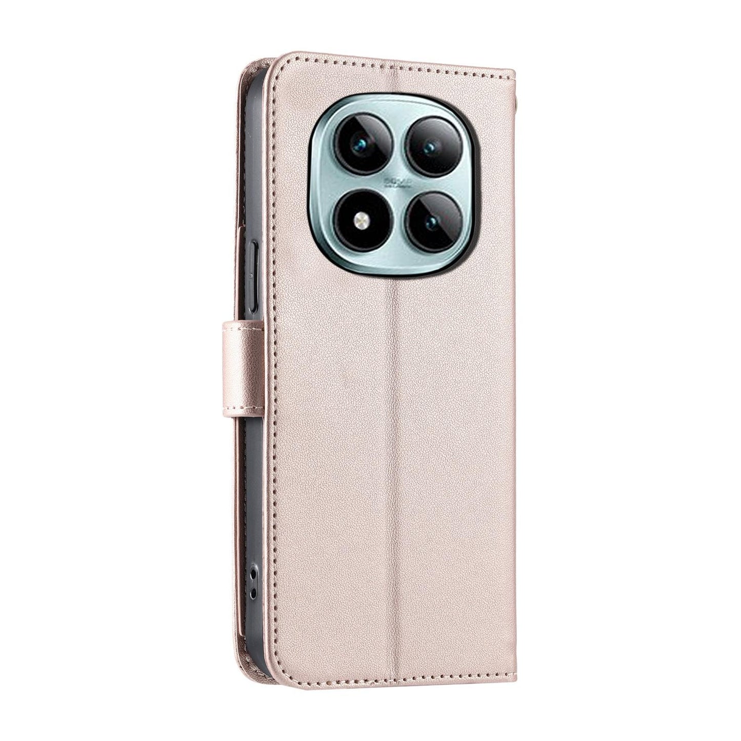 For Redmi Note 15 Pro 5G Global 163.6mm Ring Buckle Rhombic Leather Phone Case(Rose Gold)