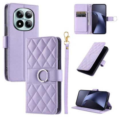 For Redmi Note 15 Pro+ Global 163.3mm Ring Buckle Rhombic Leather Phone Case(Purple)