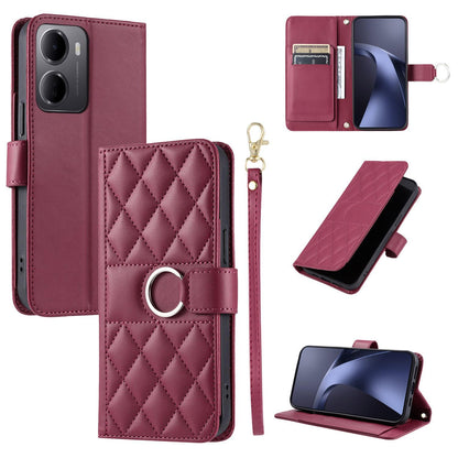 For Redmi 15a 5G / R70 5G Ring Buckle Rhombic Leather Phone Case(Red)