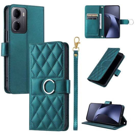 For Redmi 15a 5G / R70 5G Ring Buckle Rhombic Leather Phone Case(Green)