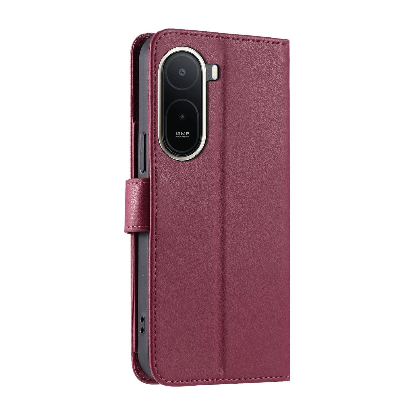 For Redmi A7 Pro 4G / 5G / Poco C81 Ring Buckle Rhombic Leather Phone Case(Red)