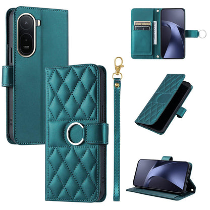 For Redmi A7 Pro 4G / 5G / Poco C81 Ring Buckle Rhombic Leather Phone Case(Green)