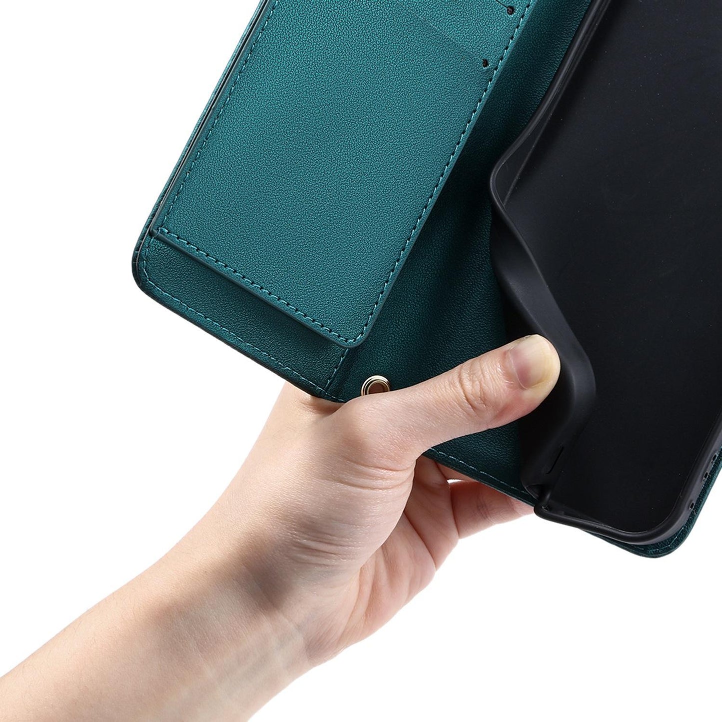 For Redmi A7 Pro 4G / 5G / Poco C81 Ring Buckle Rhombic Leather Phone Case(Green)