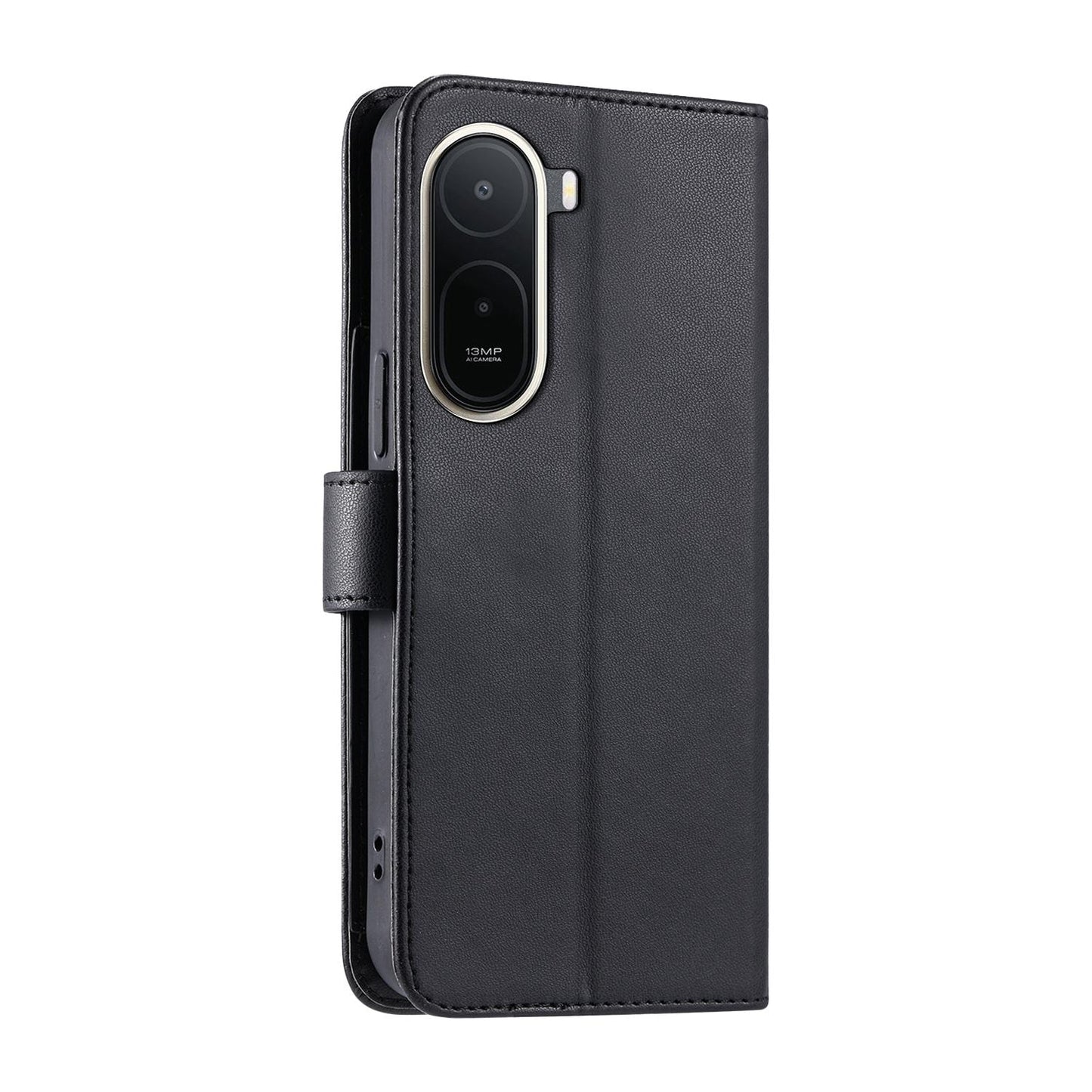 For Redmi A7 Pro 4G / 5G / Poco C81 Ring Buckle Rhombic Leather Phone Case(Black)