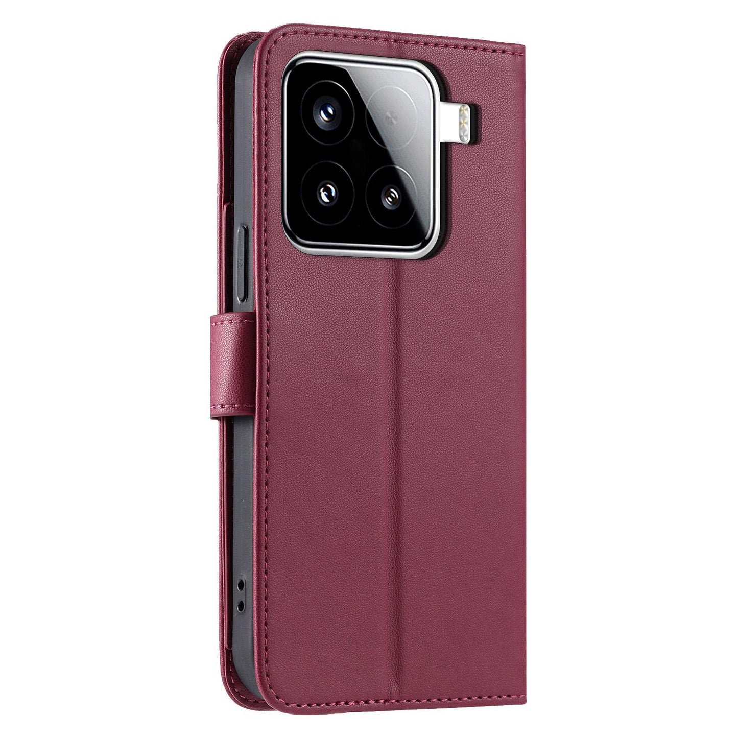For Xiaomi 15 Ring Buckle Rhombic Leather Phone Case(Red)