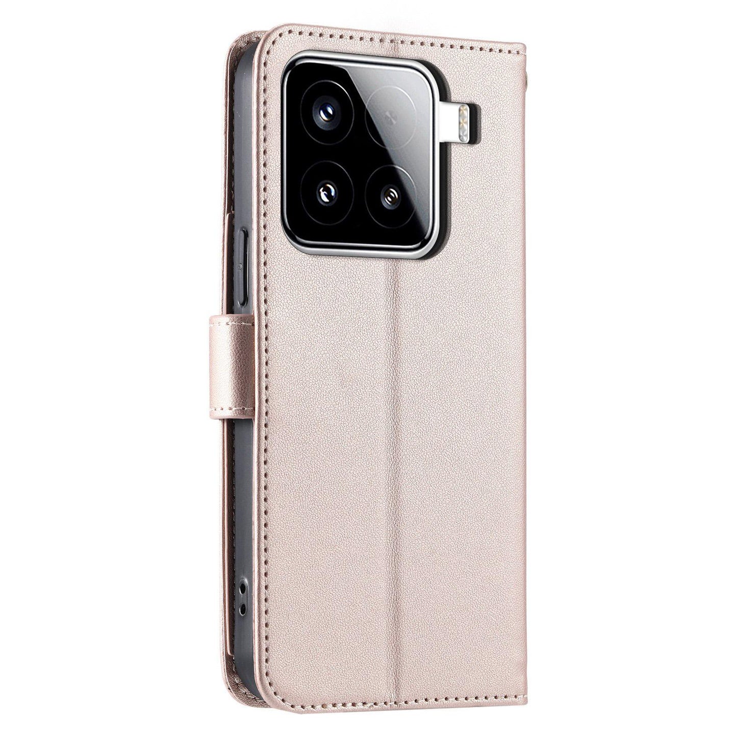 For Xiaomi 15 Ring Buckle Rhombic Leather Phone Case(Rose Gold)