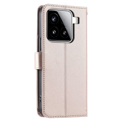 For Xiaomi 15 Ring Buckle Rhombic Leather Phone Case(Rose Gold)