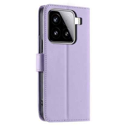 For Xiaomi 15 Ring Buckle Rhombic Leather Phone Case(Purple)