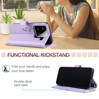 For Xiaomi 15 Ring Buckle Rhombic Leather Phone Case(Purple)