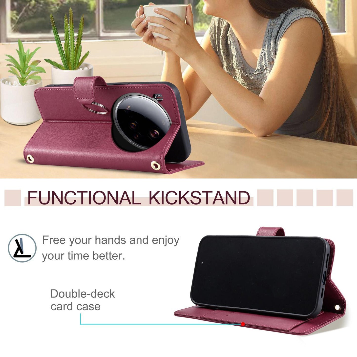 For Xiaomi 15 Ultra Ring Buckle Rhombic Leather Phone Case(Red)