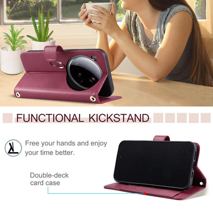 For Xiaomi 15 Ultra Ring Buckle Rhombic Leather Phone Case(Red)