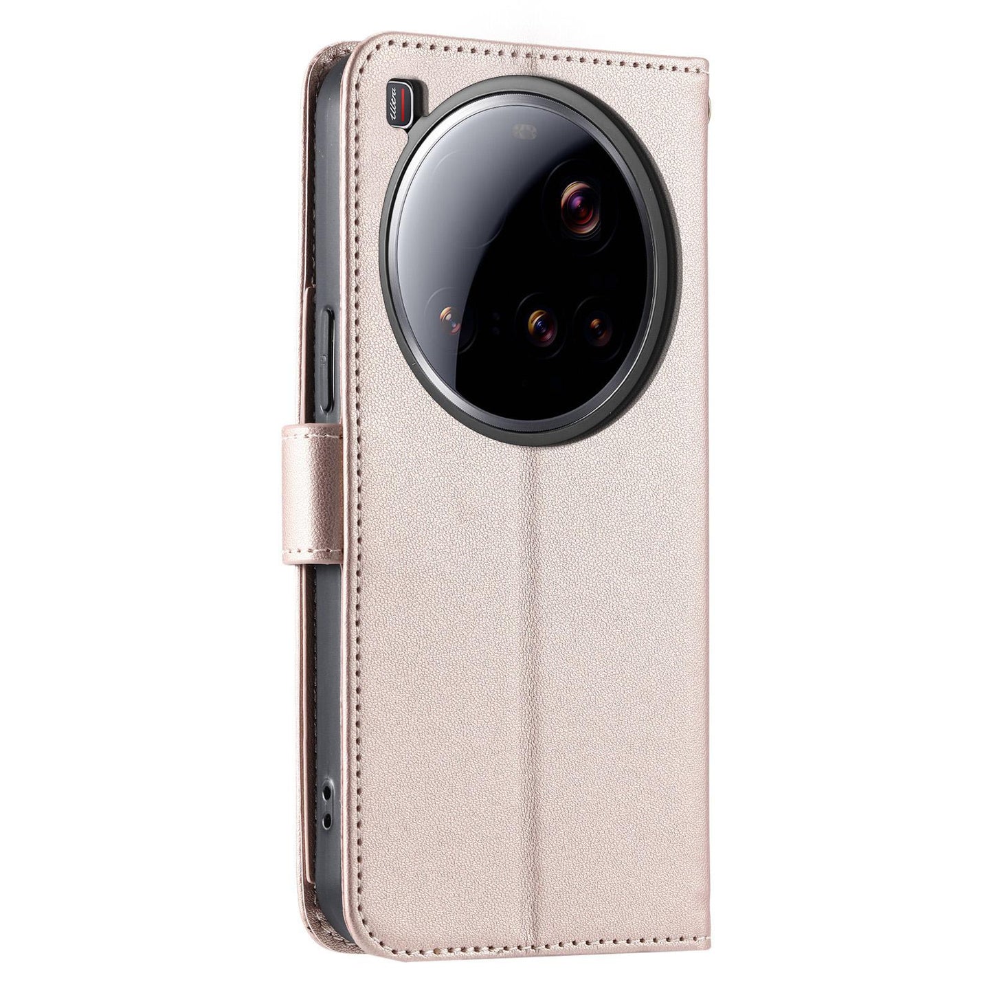 For Xiaomi 15 Ultra Ring Buckle Rhombic Leather Phone Case(Rose Gold)