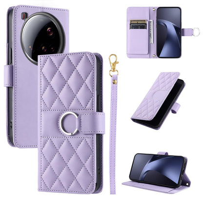 For Xiaomi 15 Ultra Ring Buckle Rhombic Leather Phone Case(Purple)