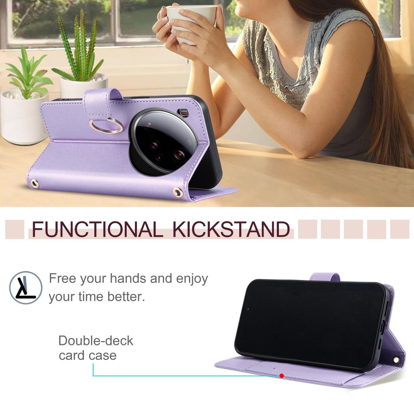 For Xiaomi 15 Ultra Ring Buckle Rhombic Leather Phone Case(Purple)