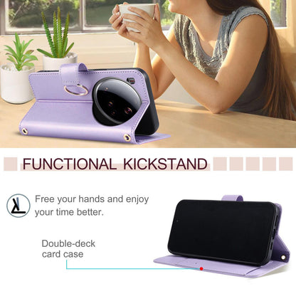 For Xiaomi 15 Ultra Ring Buckle Rhombic Leather Phone Case(Purple)