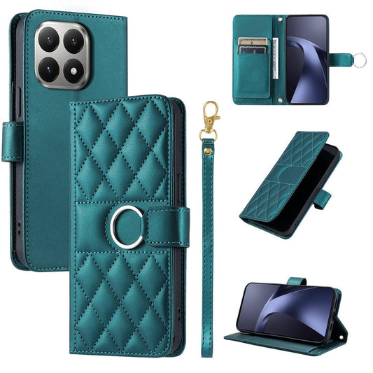 For Xiaomi 15T 5G Ring Buckle Rhombic Leather Phone Case(Green)
