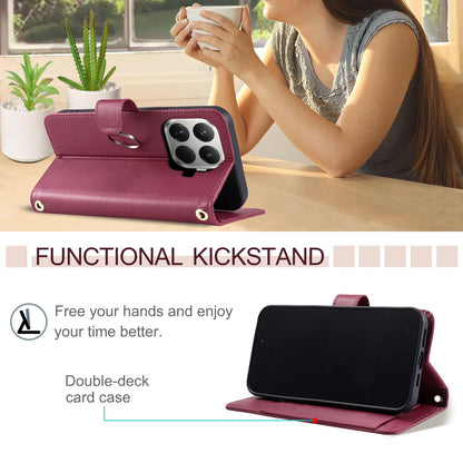 For Xiaomi 15T Pro 5G Ring Buckle Rhombic Leather Phone Case(Red)