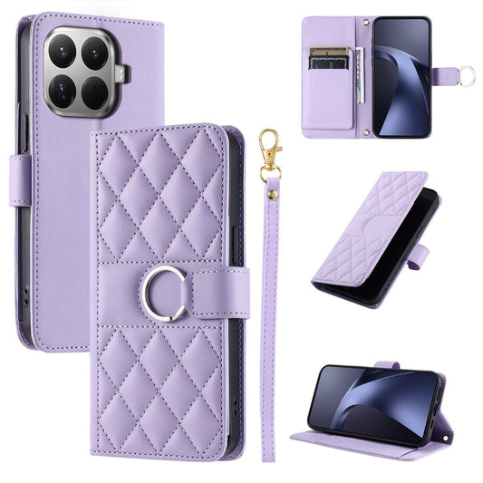 For Xiaomi 15T Pro 5G Ring Buckle Rhombic Leather Phone Case(Purple)