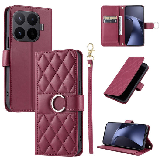 For Xiaomi 17T 5G Ring Buckle Rhombic Leather Phone Case(Red)