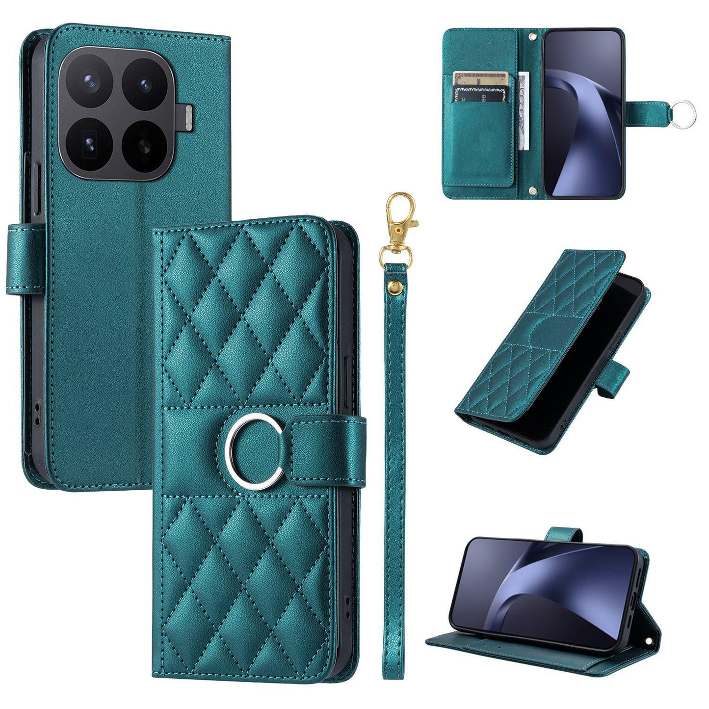 For Xiaomi 17T 5G Ring Buckle Rhombic Leather Phone Case(Green)