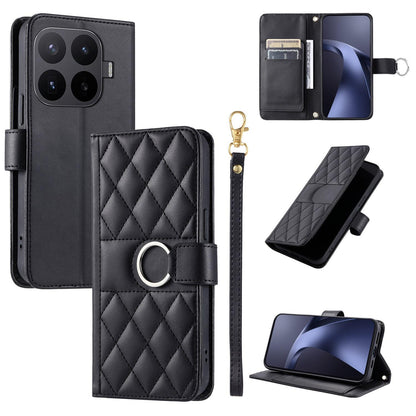 For Xiaomi 17T 5G Ring Buckle Rhombic Leather Phone Case(Black)