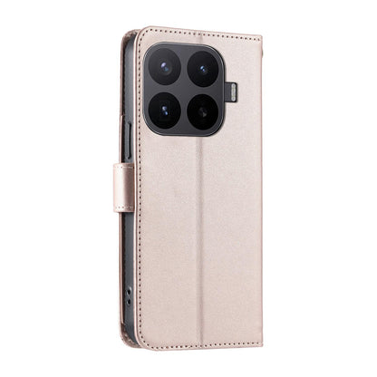 For Xiaomi 17T 5G Ring Buckle Rhombic Leather Phone Case(Rose Gold)