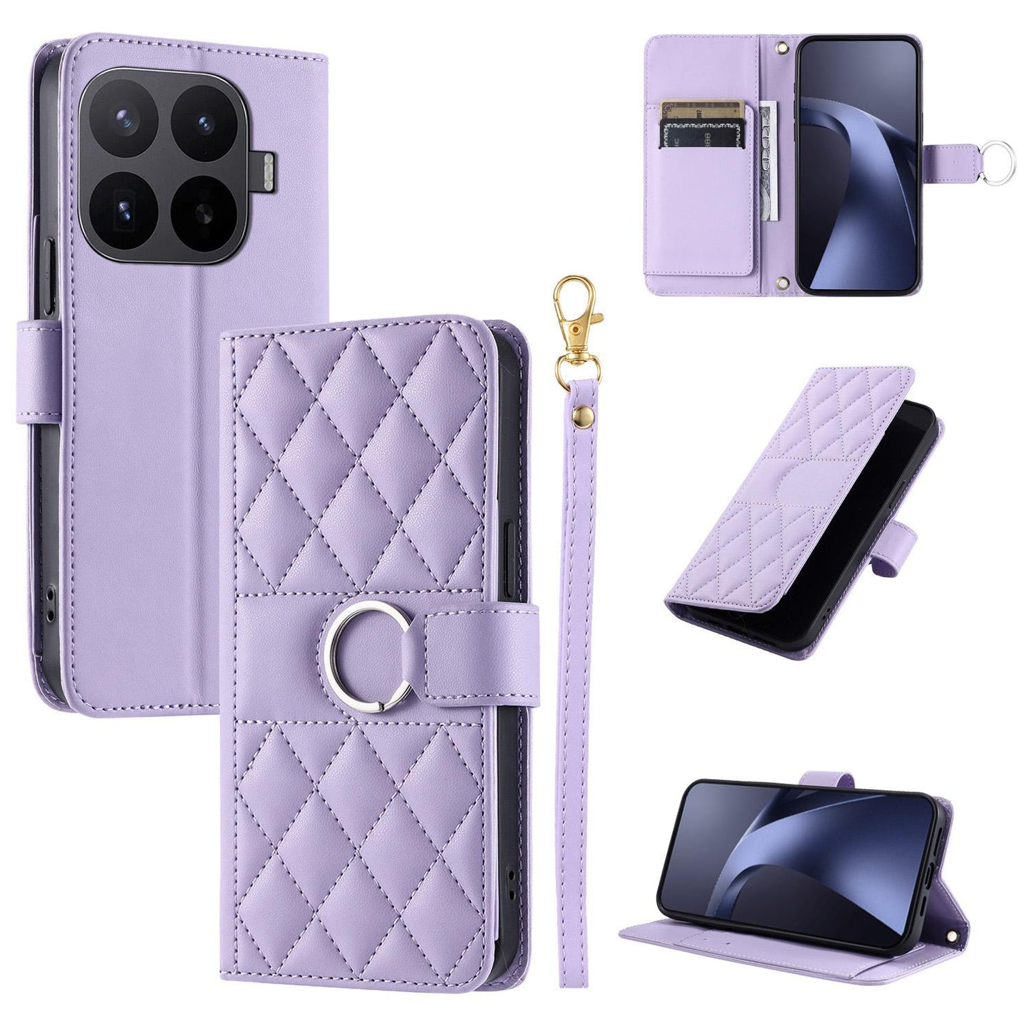 For Xiaomi 17T 5G Ring Buckle Rhombic Leather Phone Case(Purple)