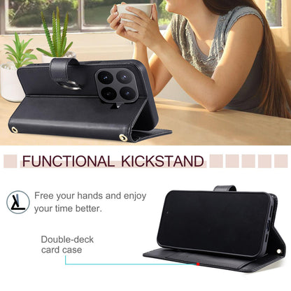 For Xiaomi 17T Pro 5G Ring Buckle Rhombic Leather Phone Case(Black)