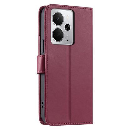 For Realme 14 5G Ring Buckle Rhombic Leather Phone Case(Red)