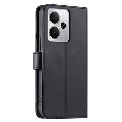 For Realme 14 5G Ring Buckle Rhombic Leather Phone Case(Black)