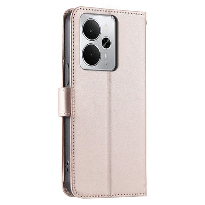 For Realme 14 5G Ring Buckle Rhombic Leather Phone Case(Rose Gold)