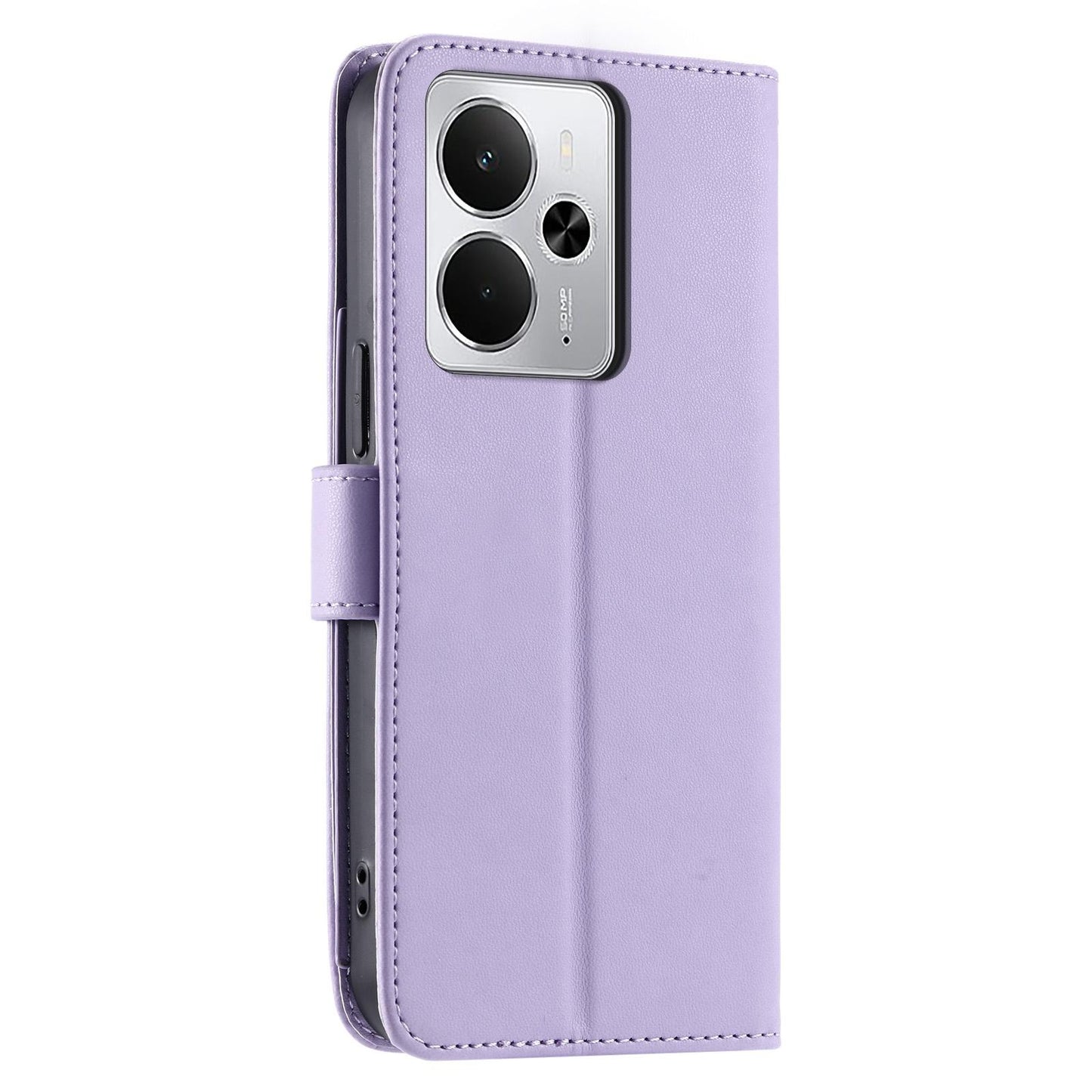 For Realme 14 5G Ring Buckle Rhombic Leather Phone Case(Purple)