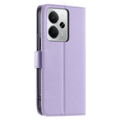 For Realme 14 5G Ring Buckle Rhombic Leather Phone Case(Purple)
