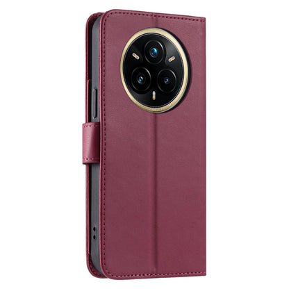 For Realme 14 Pro+ Ring Buckle Rhombic Leather Phone Case(Red)