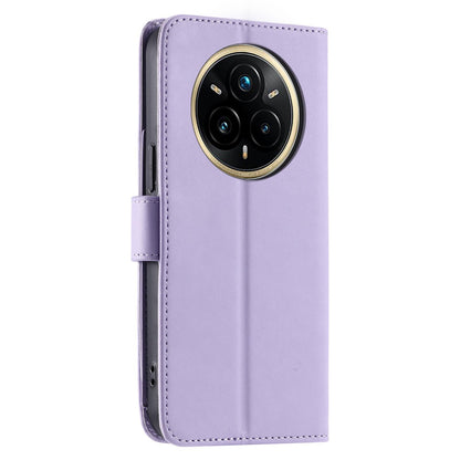 For Realme 14 Pro+ Ring Buckle Rhombic Leather Phone Case(Purple)