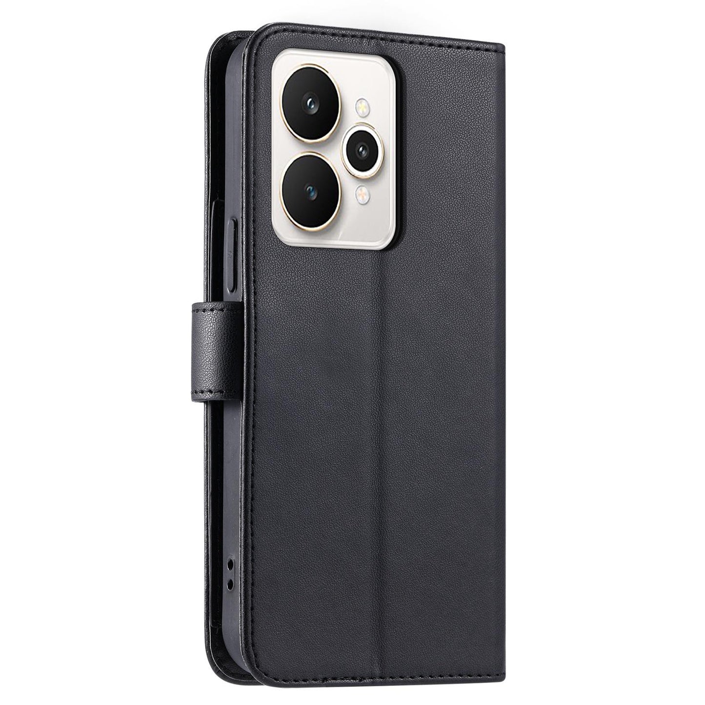 For Realme 15 / 15 Pro 5G Ring Buckle Rhombic Leather Phone Case(Black)
