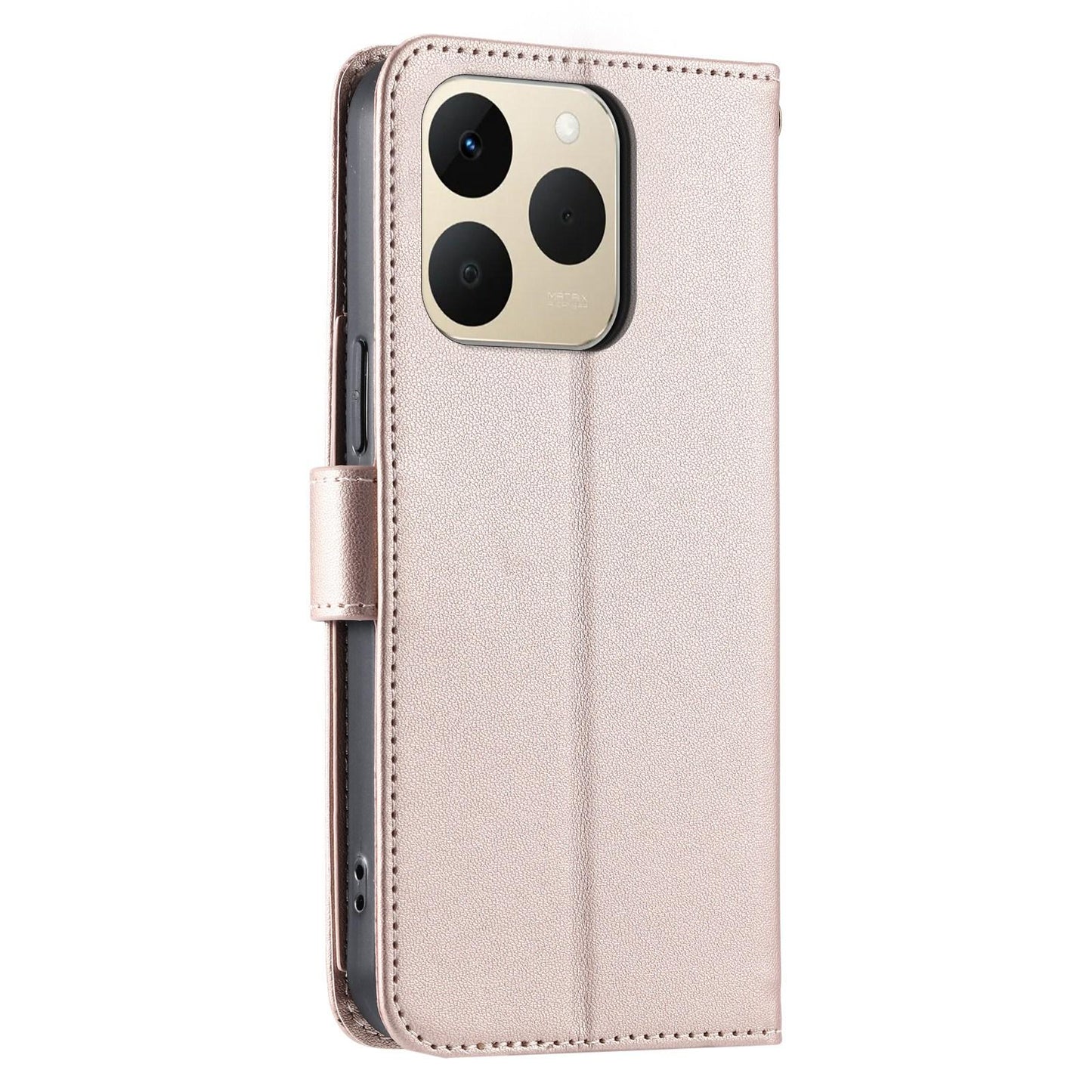 For Realme 15T 5G Ring Buckle Rhombic Leather Phone Case(Rose Gold)