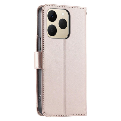 For Realme 15T 5G Ring Buckle Rhombic Leather Phone Case(Rose Gold)