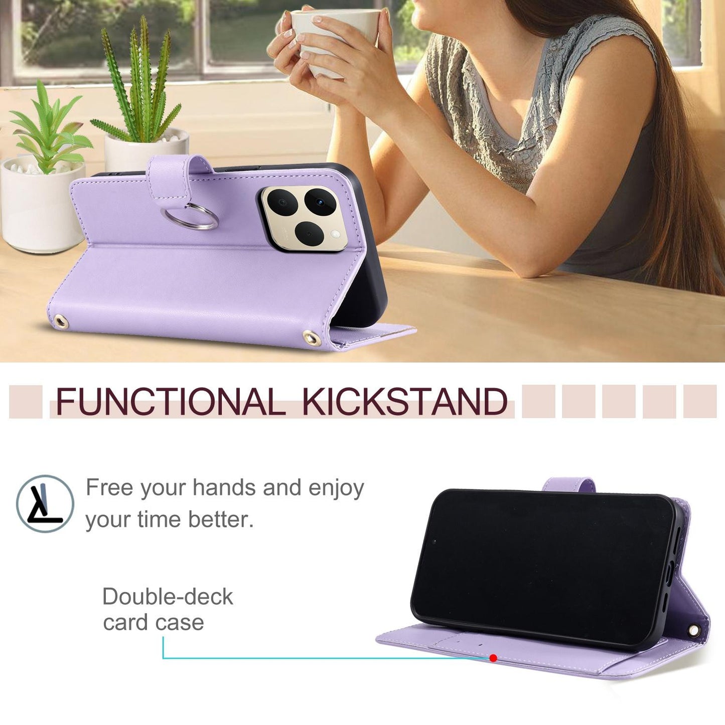For Realme 15T 5G Ring Buckle Rhombic Leather Phone Case(Purple)