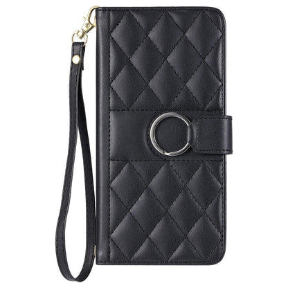 For Google Pixel 10a Ring Buckle Rhombic Leather Phone Case(Black)