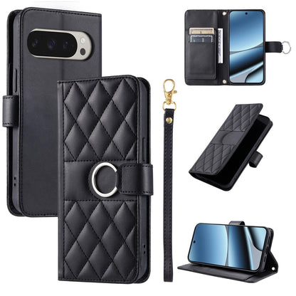 For Google Pixel 10 Pro XL Ring Buckle Rhombic Leather Phone Case(Black)