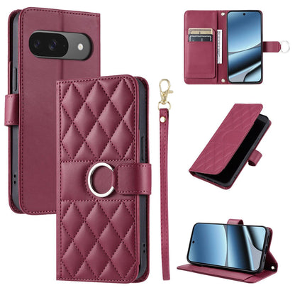 For Google Pixel 11 / 11 Pro Ring Buckle Rhombic Leather Phone Case(Red)