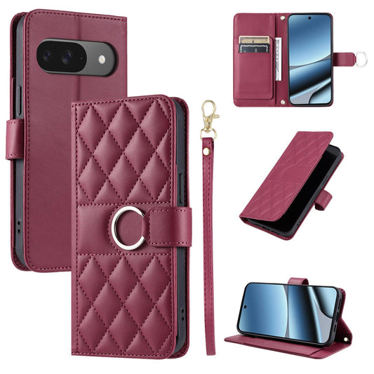 For Google Pixel 11 / 11 Pro Ring Buckle Rhombic Leather Phone Case(Red)