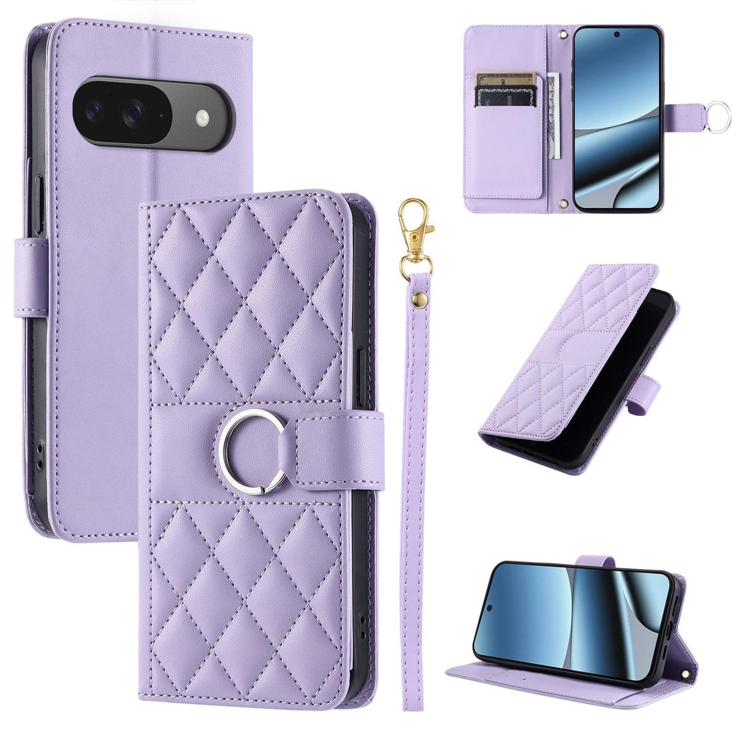 For Google Pixel 11 / 11 Pro Ring Buckle Rhombic Leather Phone Case(Purple)