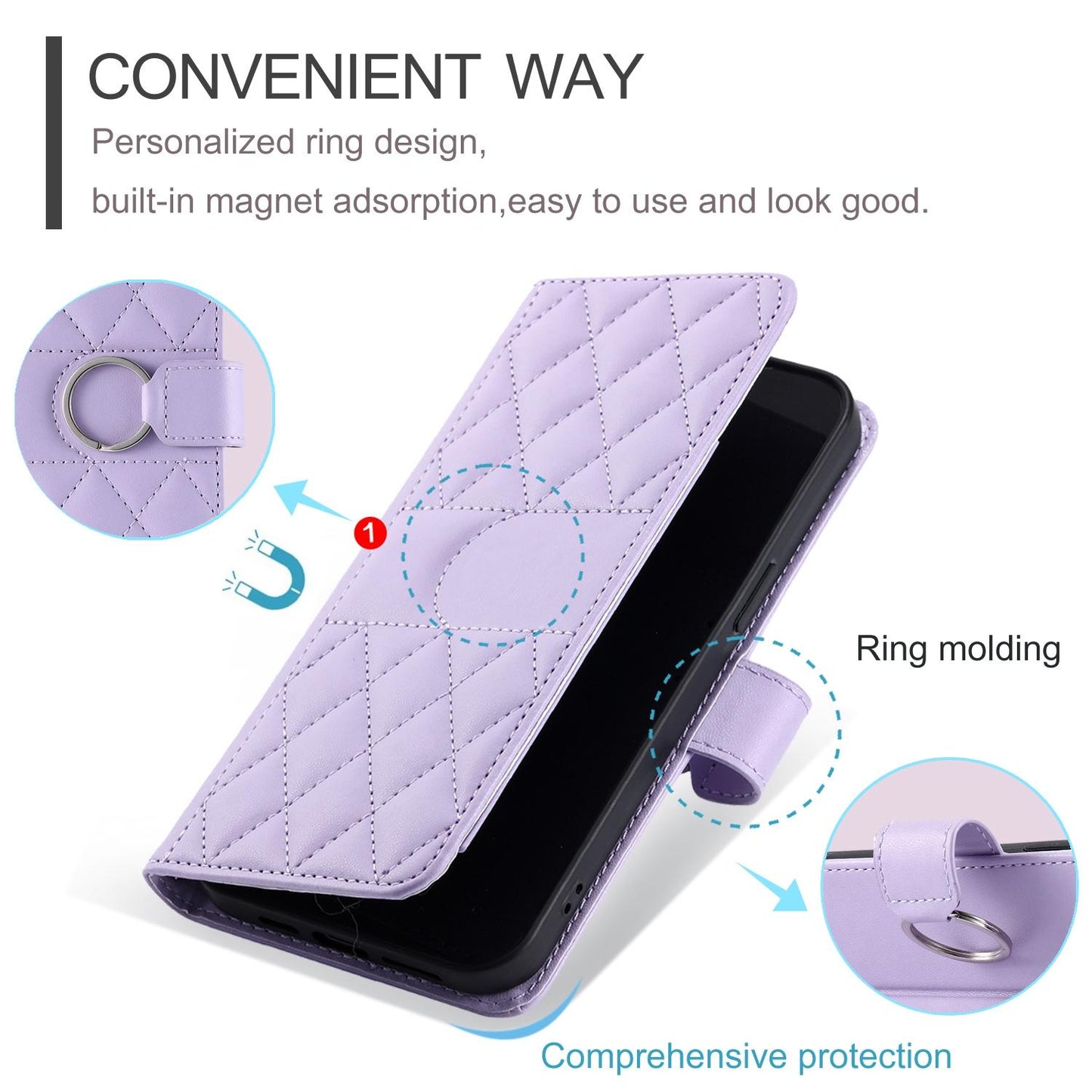 For Google Pixel 11 / 11 Pro Ring Buckle Rhombic Leather Phone Case(Purple)