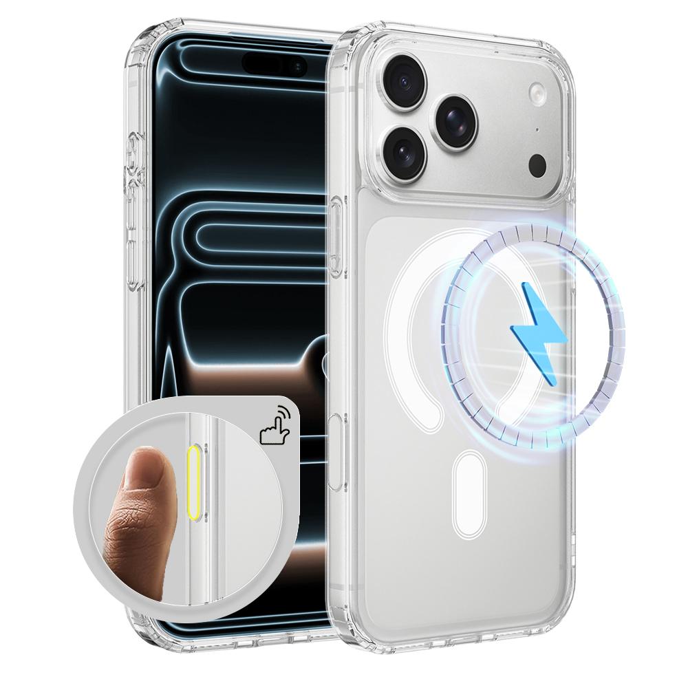 For iPhone 18 Pro Camera Control Button Integrated MagSafe Clear Phone Case - Transparent - EDA007347110A