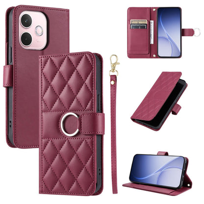 For OPPO A5 Pro 4G /  5G Global Ring Buckle Rhombic Leather Phone Case(Red)