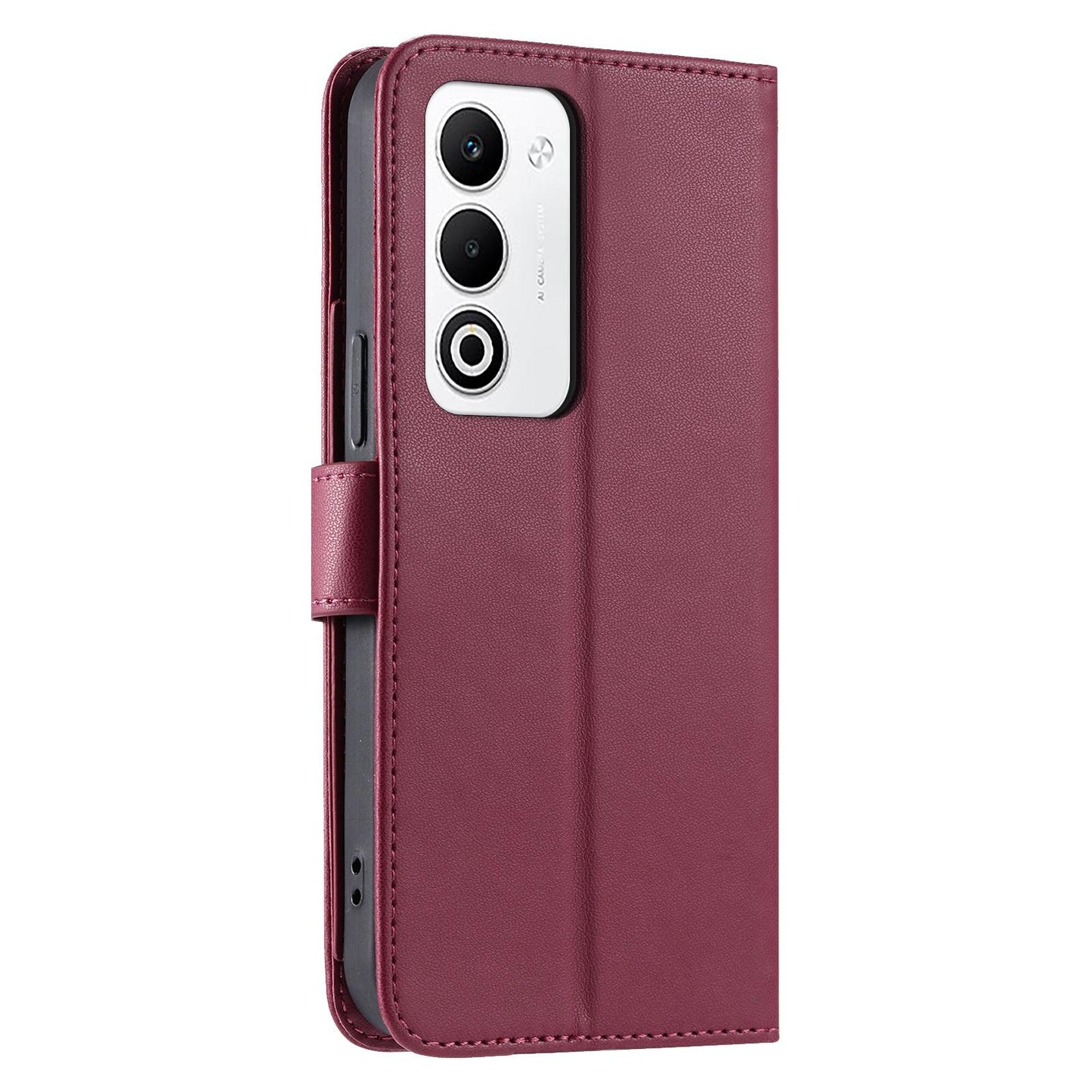 For OPPO A5 4G /  5G Global / K13 India Ring Buckle Rhombic Leather Phone Case(Red)