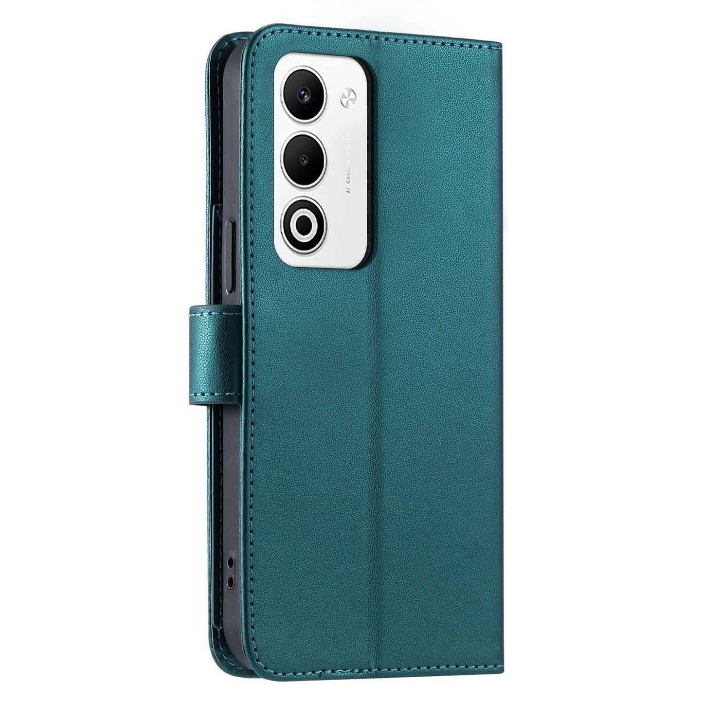 For OPPO A5 4G /  5G Global / K13 India Ring Buckle Rhombic Leather Phone Case(Green)