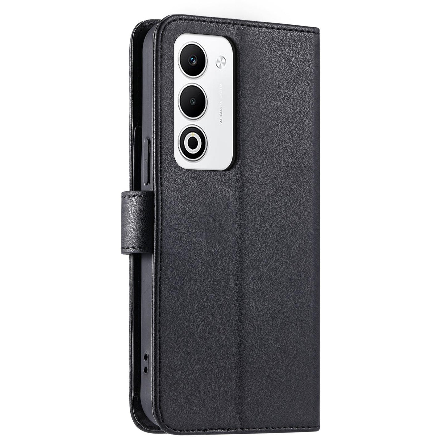 For OPPO A5 4G /  5G Global / K13 India Ring Buckle Rhombic Leather Phone Case(Black)